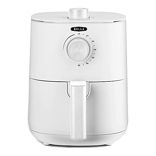 BELLA 2.9QT Manual Air Fryer, No Pre-Heat Needed, No-Oil Frying, Fast Healthy Evenly Cooked Meal Every Time, Removeable Dishwasher Safe Non Stick Pan and Crisping Tray for Easy Clean Up, Matte White
