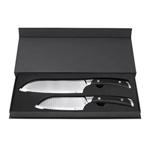 Kalorik SAK 47787 Cobra 2-Piece Knife Set: 5” Santoku Knife and 7” Santoku Knife — Japanese High-carbon Stainless Steel Kitchen Knife Set — Hand Forged — Full Tang