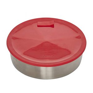 Instant Pot Official Round Cook/Bake Pan with Lid & Removable Divider, 7-inch, 32 ounce capacity, Red with Solid base