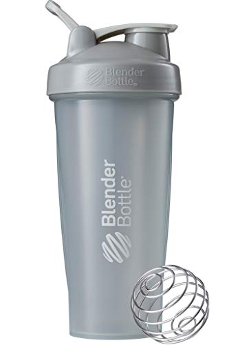 BlenderBottle Classic Loop Top Shaker Bottle, 28-Ounce, Pebble Grey & Classic Loop Top Shaker Bottle, 20-Ounce, Coral/Coral