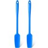 Long Handle Silicone Jar Spatula Kitchen Scraper Spatula Non-Stick Rubber Scraper Silicone Scraper for Jars, Smoothies, Blenders Cooking Baking Stirring Mixing (Blue,2 Pieces)
