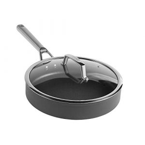 Ninja Foodi ZEROSTICK 26cm Sauté Pan with Lid, [C30126UK] Hard Anodised Aluminium, Non-Stick, Induction Compatible