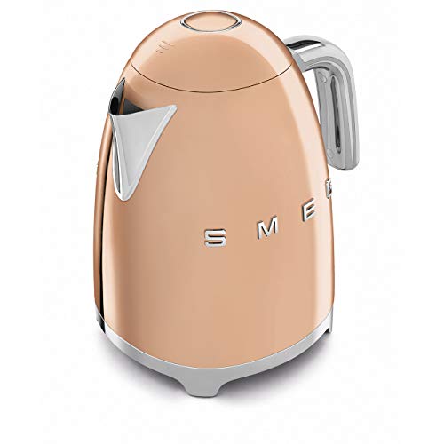 Smeg KLF03RGUS 50's Retro Style Aesthetic Electric Kettle with Embossed Logo, Rose Gold