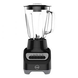 iCucina countertop smoothie blender for kitchen with 48 oz single serve glass jar, 700w peak power glass blender for shakes and smoothies, frozen fruits, baby foods, 12-speed for mix, puree, ice crush and easy clean, black, licuadora