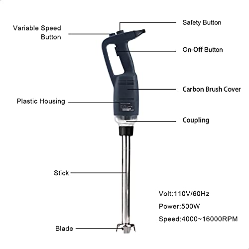 NJTFHU 20 Inch Commercial Immersion Blender 500W Hand Blender Stick Blender Commercial Electric Stick with Speed control Detachable Shaft Professional 50 Gallon for Kitchen Home Use