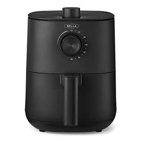 BELLA 2.9QT Manual Air Fryer, No Pre-Heat Needed, No-Oil Frying, Fast Healthy Evenly Cooked Meal Every Time, Removeable Dishwasher Safe Non Stick Pan and Crisping Tray for Easy Clean Up, Matte Black