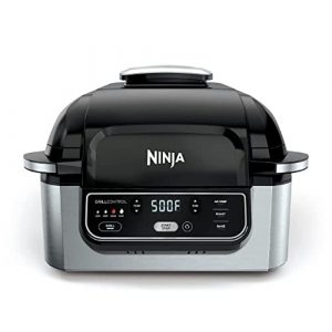 Ninja AG300 4-in-1 Indoor Grill with 4-Quart Air Fryer with Roast, Bake, and Cyclonic Grilling Technology