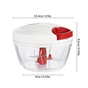 Manual Food Chopper Vegetable Chopper, Hand Pull Mincer Blender Mixer for Vegetable Fruits Nuts Onions Durable BPA Free Food Safe Material (2 Cup-White & Red)