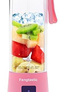 Portable Blender for Shakes and Smoothies Personal Blender USB Rechargeable Small Smoothie Blender (Pink)