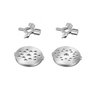 Antree Stainless Steel Meat Grinder Plate Discs/Grinding Blades for Stand Mixer and Meat Grinder Attachment, 2 sharp blades and 2 cutting plates (coarse and fine)
