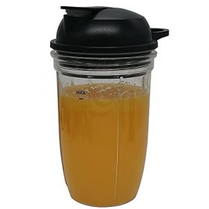 Replacement Travel Cup with 18oz and to go lid,Compatible with 1200W NutriBullet Blender Combo(ZNBF30500Z/ ZNBF30400Z/NBF70500) & Pro 1000 & Select series (Clear, 18oz)