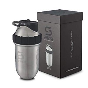 Shakesphere Tumbler STEEL: Insulated Protein Shaker Bottle Keeps Hot Drinks HOT & Cold Drinks COLD, 24 oz (Mate Black) (Steel - Original)
