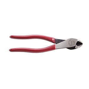 Klein Tools D228-8 Pliers, Diagonal Cutting Pliers with Short Jaw and Beveled Knives, High-Leverage Color-Coded Wire Cutters, 8-Inch