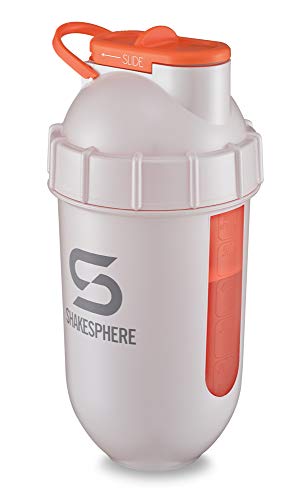 ShakeSphere Tumbler VIEW: Protein Shaker Bottle with Side Window, 24oz ● Capsule Shape Mixing ● Easy Clean Up ● No Blending Ball Needed ● BPA Free ● Mix & Drink Shakes, Smoothies, More (Pearl White)