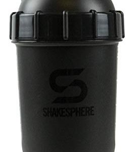 ShakeSphere Tumbler: Protein Shaker Bottle, 24oz ● Capsule Shape Mixing ● Easy Clean Up ● No Blending Ball or Whisk Needed ● BPA Free ● Mix & Drink Shakes, Smoothies, More (Glossy Black)