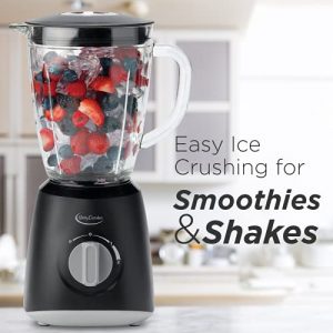 Betty Crocker Countertop Blending System 2 Speeds & Pulse, Easy Ice Crushing for Shakes & Smoothies, Dishwasher-Safe 48-Oz Pitcher, Black