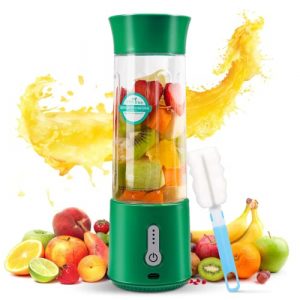 Portable Blender,Portable Blender for Shakes and Smoothies, Rechargeable Personal Size Blender,Anzid 18 Oz Travel Mini usb blender cup,4000mAh Sports Fruit veggie Juicer with Six Blades (Light green, 18 Oz Portable Blender)