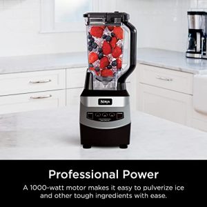 Ninja NJ600 Professional Blender with 1000-Watt Motor & 72 oz Dishwasher-Safe Total Crushing Pitcher for Smoothies, Shakes & Frozen Drinks, Black (Renewed)