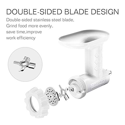 Antree Stainless Steel Meat Grinder Plate Discs/Grinding Blades for Stand Mixer and Meat Grinder Attachment, 2 sharp blades and 2 cutting plates (coarse and fine)