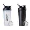 BlenderBottle Classic Shaker Bottle Perfect for Protein Shakes and Pre Workout, 28-Ounce (2 Pack), All Black and Clear/Black