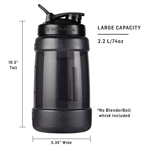BlenderBottle Hydration Extra Large Koda Water Jug, 2.2-Liter, Black