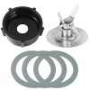 DragonW Replacement Parts Compatible with Osterizer Oster Blender Blades Assembly with 4961 Blender 4-Point Fusion Blade & 4902 Jar Bottom Cap and 3 Pcs Rubber Gasket
