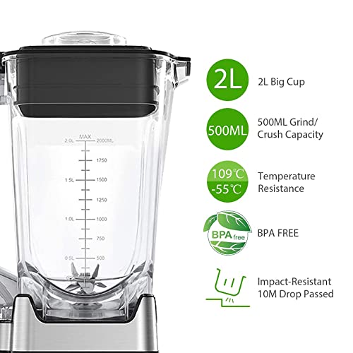 Professional Blenders for Kitchen,1450W Professional Countertop Blender with 68oz Tritan Pitcher, Smoothie Blender Maker for Shakes, Crushing Ice and Frozen Fruits, 8-Speeds Adjustable