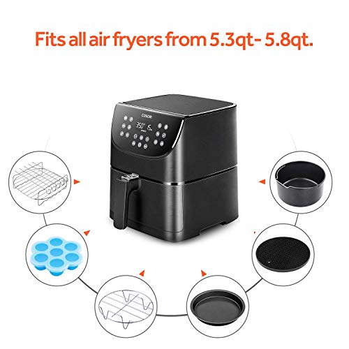 COSORI Air Fryer, Max XL 5.8-Quart, 1700-Watt Electric Hot Air Fryer Oven Oilless Cooker With Deluxe Temperature Knob Control & Air Fryer Accessories XL (C158-6AC), Set of 6