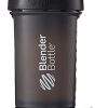 BlenderBottle Shaker Bottle with Pill Organizer and Storage for Protein Powder, ProStak System, 22-Ounce, Black/White