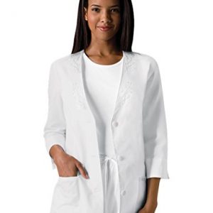 Cherokee Women's 3/4 Sleeve Embroidered Jacket, White, X-Large