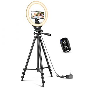 10'' Ring Light with 50'' Extendable Tripod Stand, Sensyne LED Circle Lights with Phone Holder for Live Stream/Makeup/YouTube Video/TikTok, Compatible with All Phones.