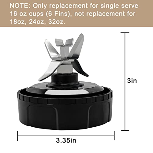 6 Fins Blender Blade Extractor Blade Replacement for Nutri Ninja BL660 BL663 BL663CO BL665Q BL740 BL770 BL771 BL772 BL773CO BL780 BL780CO, for 16 oz Cup (6 FINS 3.35 INCH)