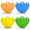 Hatrigo Silicone Egg Poaching Cups with Built-in Ring Standers for Stovetop, Microwave, Instant Pot, Air Fryer, Pack of 4
