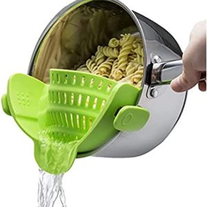 Kitchen Gizmo Snap N Strain Pot Strainer and Pasta Strainer - Adjustable Silicone Clip On Strainer for Pots, Pans, and Bowls - Lime Green