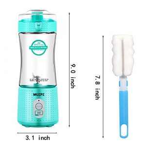 Portable Blender Juicer Cup, Travel Blender Bottles with USB Rechargeable for Shakes and Smoothies, Handheld Use in Sports, Gym, Outdoors, Muzpz Personal mini 13 Oz Blender for Kitchen (Mint Green)