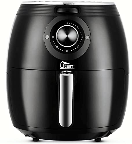 Air Fryer 5.8QT/5.5L, Uten 1700W AirFryer High-Power Electric Hot Temperature Control & Timer Knob, Non Stick Fry Basket, Dishwasher Safe, Apply to Party, Afternoon Tea, Black
