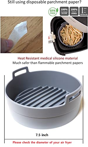 Air Fryer Silicone Pot - Food Safe Reusable Air fryers Oven Accessories - Replacement of Parchment Paper Liners-No More Cleaning Basket After Using The Air Fryer (7.5 inch)