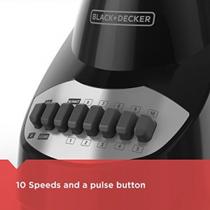 BLACK+DECKER Countertop Blender with 5-Cup Glass Jar, 10-Speed Settings, Black, BL2010BG