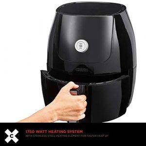 Crux 6QT Digital Air Fryer, Healthy No-Oil Air Frying & Cooking, Hassle-Free Temperature and Timer Control, Easy to Clean with Removeable Dishwasher Safe Pan and Crisping Tray, Black, one size