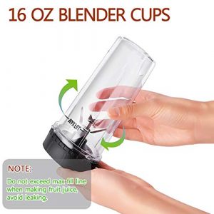 16 oz Cups Set with 2 Seal Lids Single Serve for BL770 BL780 BL660 Professional Blender, Clear Single Serve Cup and Lid (Pack of 2)