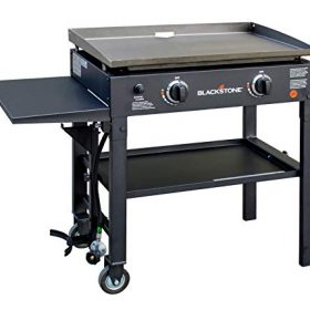 Blackstone Flat Top Gas Grill Griddle 2 Burner Propane Fuelled Rear Grease Management System, 1517, Outdoor Griddle Station for Camping with Built in Cutting Board and Garbage Holder, 28 inch
