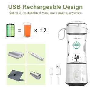 Portable Blender[6 Blades], 12.8Oz Personal Blender for Shakes and Smoothies, 4000mAh USB Rechargeable Portable Juicer Blender for Home, Travel, Office