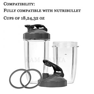 KAM HAMIA 2 Pcs Flip Top To-Go Lids Replacement Parts Compatible with NutriBullet 600w and Pro 900w Blender Cups