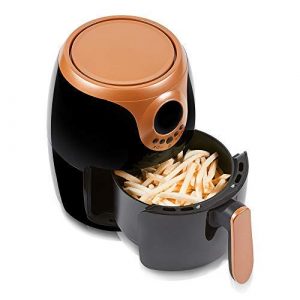 Copper Chef 2 QT Air Fryer - Turbo Cyclonic Airfryer With Rapid Air Technology For Less Oil-Less Cooking. Includes Recipe Book (Black)