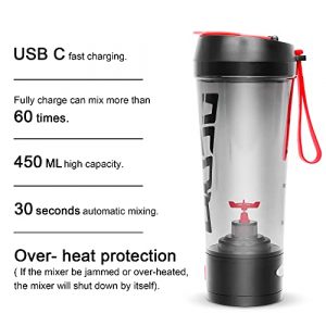 Premium Electric Shaker Bottle, 16Oz Protein Shaker Bottles- BPA Free USB C Rechargeable Electric Vortex Mixer Cup, Portable Waterproof Self Stirring Mug for Supplements, Coffee, Milkshake, Fitness, and Gym (Blue)…