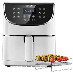 COSORI Air Fryer(100 Recipes, Rack & 5 Skewers),5.8QT Electric Hot Air Fryers Oven Oilless Cooker,11 Presets, 1700W,White & Air Fryer Accessories XL (C158-6AC), Set of 6 Fit all 5.8Qt, 6Qt Air Fryer