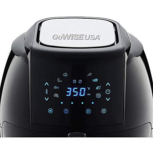 GoWISE USA 1700-Watt 5.8-QT 8-in-1 Digital Air Fryer and 50 Recipes for your Air Fryer Book (Black) (Renewed)