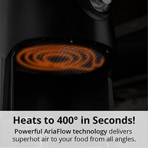 Aria Premium 2 Qt. Retro Style Ceramic Air Fryer, Black/Stainless Trim