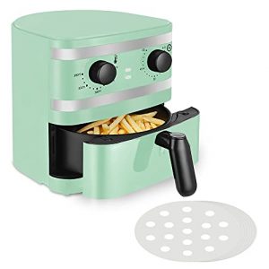 1 Quart Small Compact Air Fryer, Mini Oil-Less Healthy Cooker, Home Use or Promotion Gift use, Non Stick Safe Fryer Basket, 60 Minute Timer & Temperature Control, Indicator light, Auto Shut-Off, 1-2 Personal Use, Auqa
