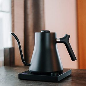 Fellow Stagg EKG Electric Gooseneck Kettle - Pour-Over Coffee and Tea Pot, Stainless Steel, Quick Heating, Matte Black, 0.9 Liter